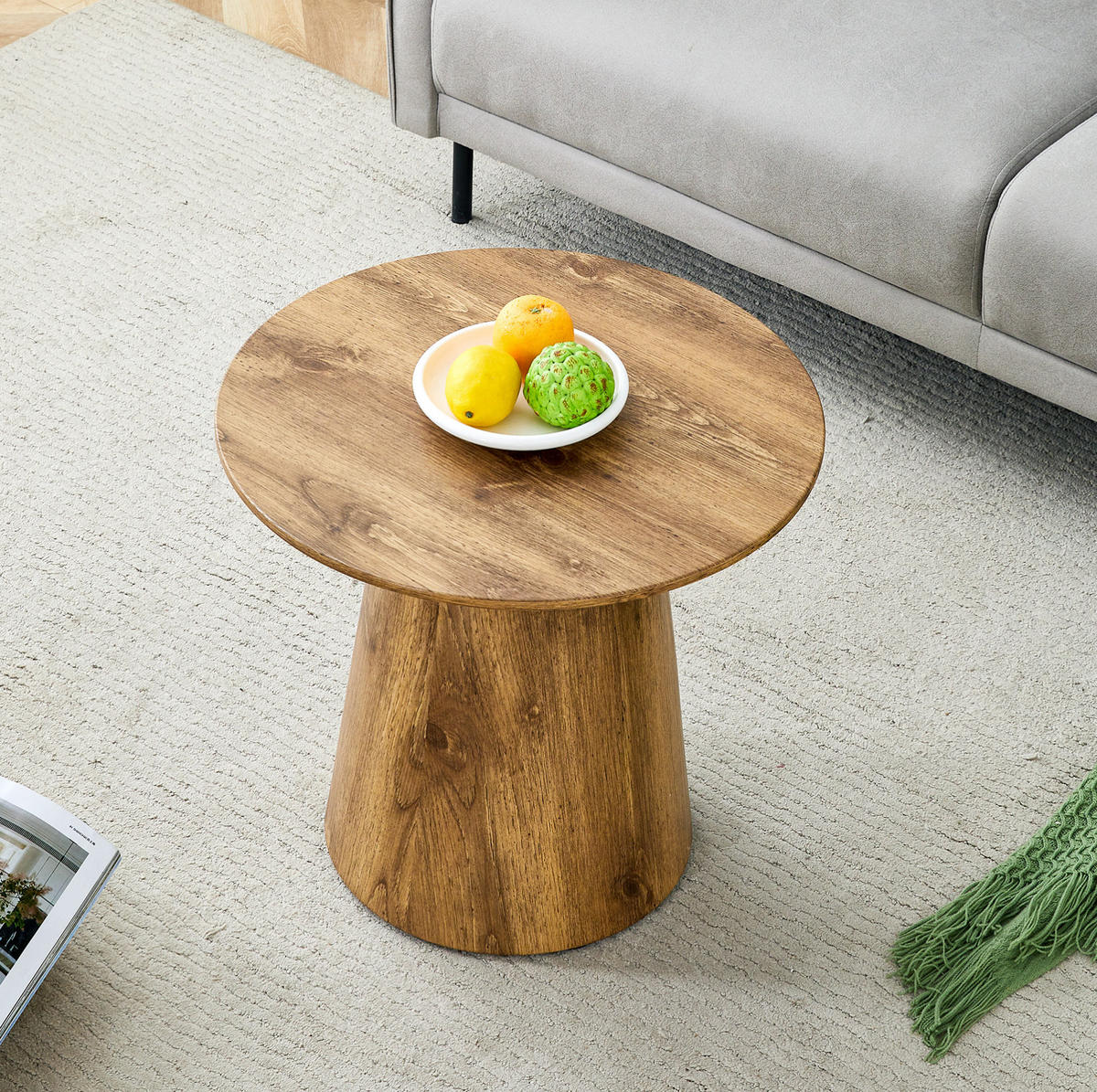 BEISTELLTISCH rund Ø 50 cm MDF Holzoptik - Braun, Holz (50/50/48cm) - Meubliv