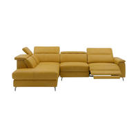 ECKSOFA Ambassador Echtleder mit 1 x Relaxfunktion Senfgelb - Gelb, Leder/Metall (224/272cm)
