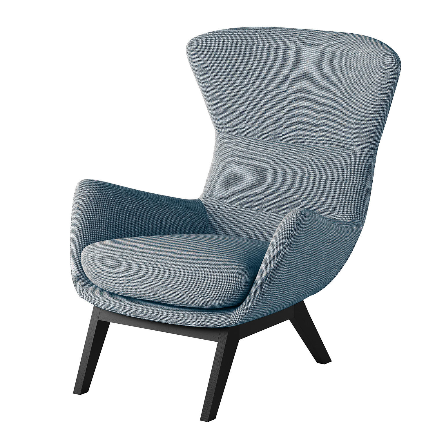 SESSEL mit Holzfüßen - Blau/Schwarz, Birkenholz/Textil (84/99/96cm) - home24