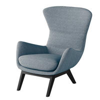 SESSEL mit Holzfüßen - Blau/Schwarz, Birkenholz/Textil (84/99/96cm) - home24