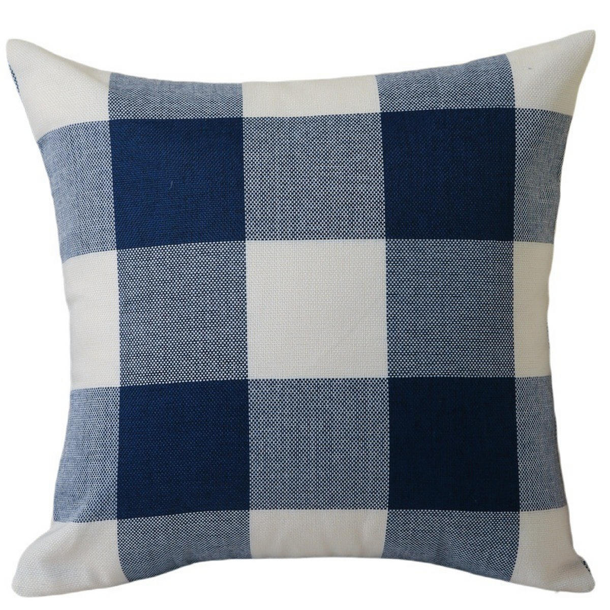 KISSENBEZÜGE mit Karomuster – 45 x 45 cm – Blau (4er-Set) - Blau, Textil (45/45cm)