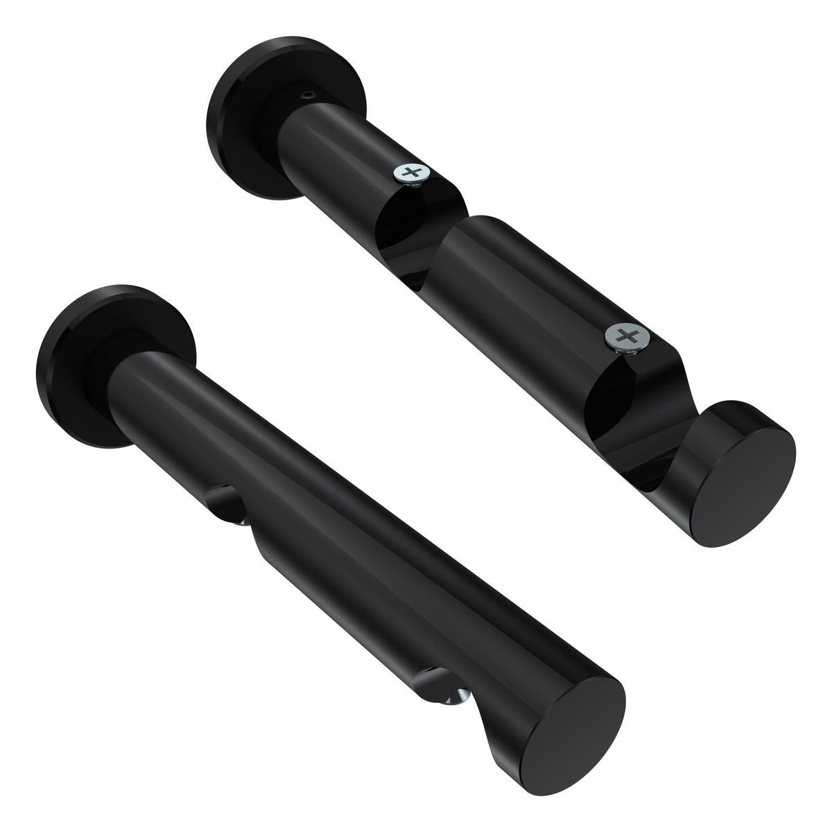 GARDINENSTANGE Platon Mavell 480 cm (geteilt in 3 x 160 cm), 2-läufig (ohne Ringe), 20 mm Ø Chrom - Chromfarben/Schwarz, Metall (480cm) - INTERDECO