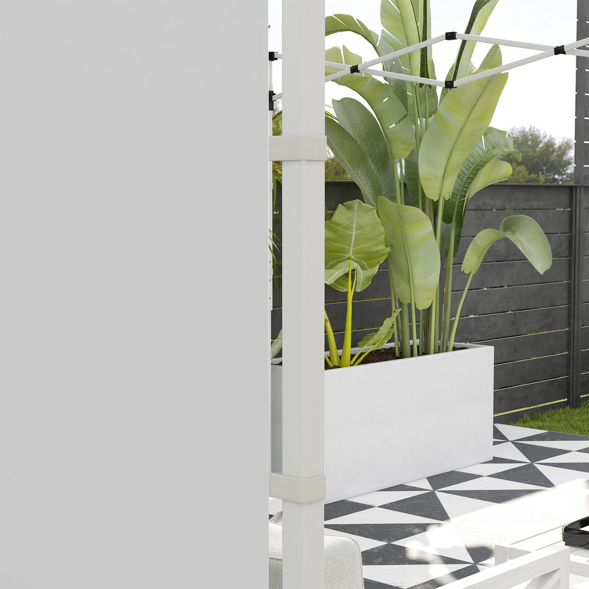 PAVILLONS aus Polyester 295x195 cm in Weiß mit Fenster & Reißverschlusstür - Weiß, Textil (195/195/295cm) - Modfu