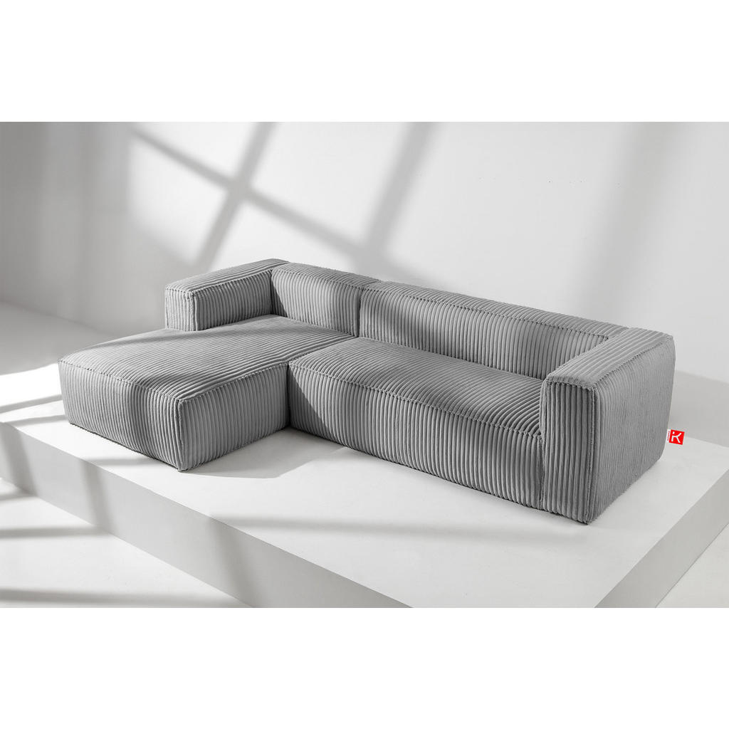 Thumbnail - Konsimo® Ecksofa-Links, Hellgrau, Textil, L-Form, 305x175 cm, Wohnzimmer, Sofas & Couches, Wohnlandschaften, Ecksofas