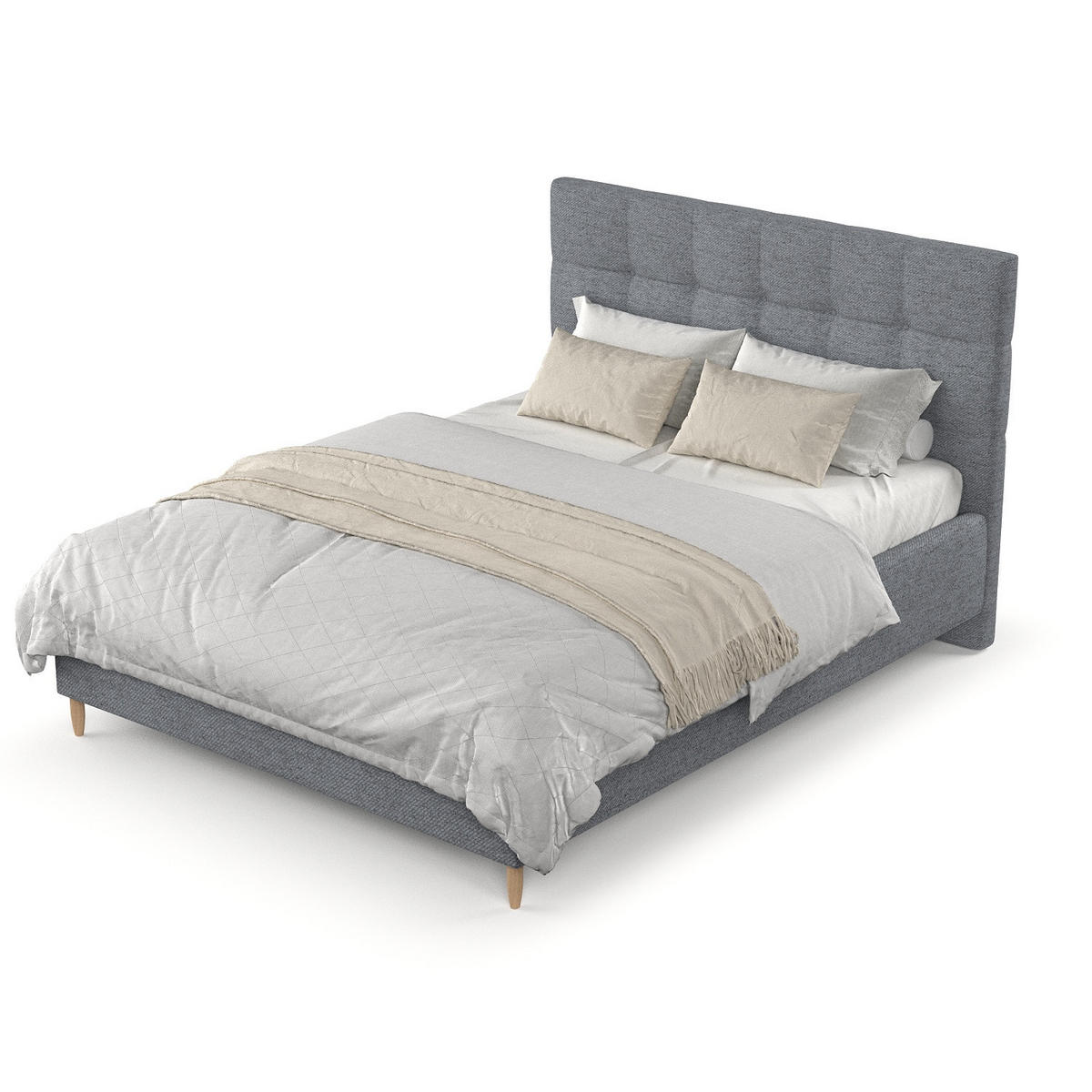 POLSTERBETT Cora 180/200 cm Grau im Neve Stoff - Naturfarben/Grau, Holz/Holzwerkstoff (180/200cm) - AltaBeds