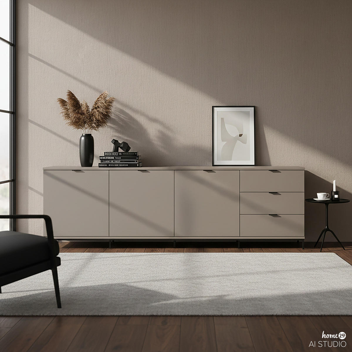 SIDEBOARD - MDF / Metall - Taupe/Schwarz, Holzwerkstoff/Metall (240/74/40cm) - home24