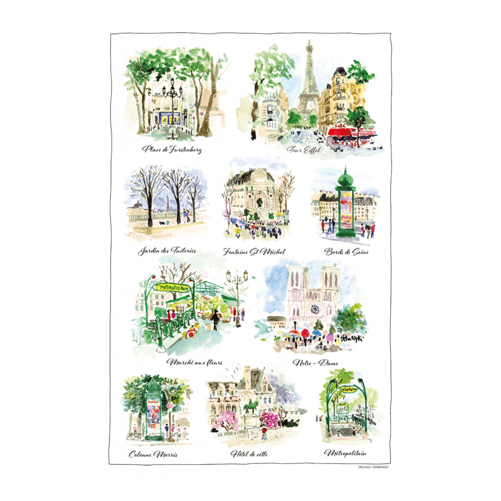 GESCHIRRTUCH Paris scénettes weiß 48 x 72 cm - Weiß, Textil (48/72cm) - Winkler