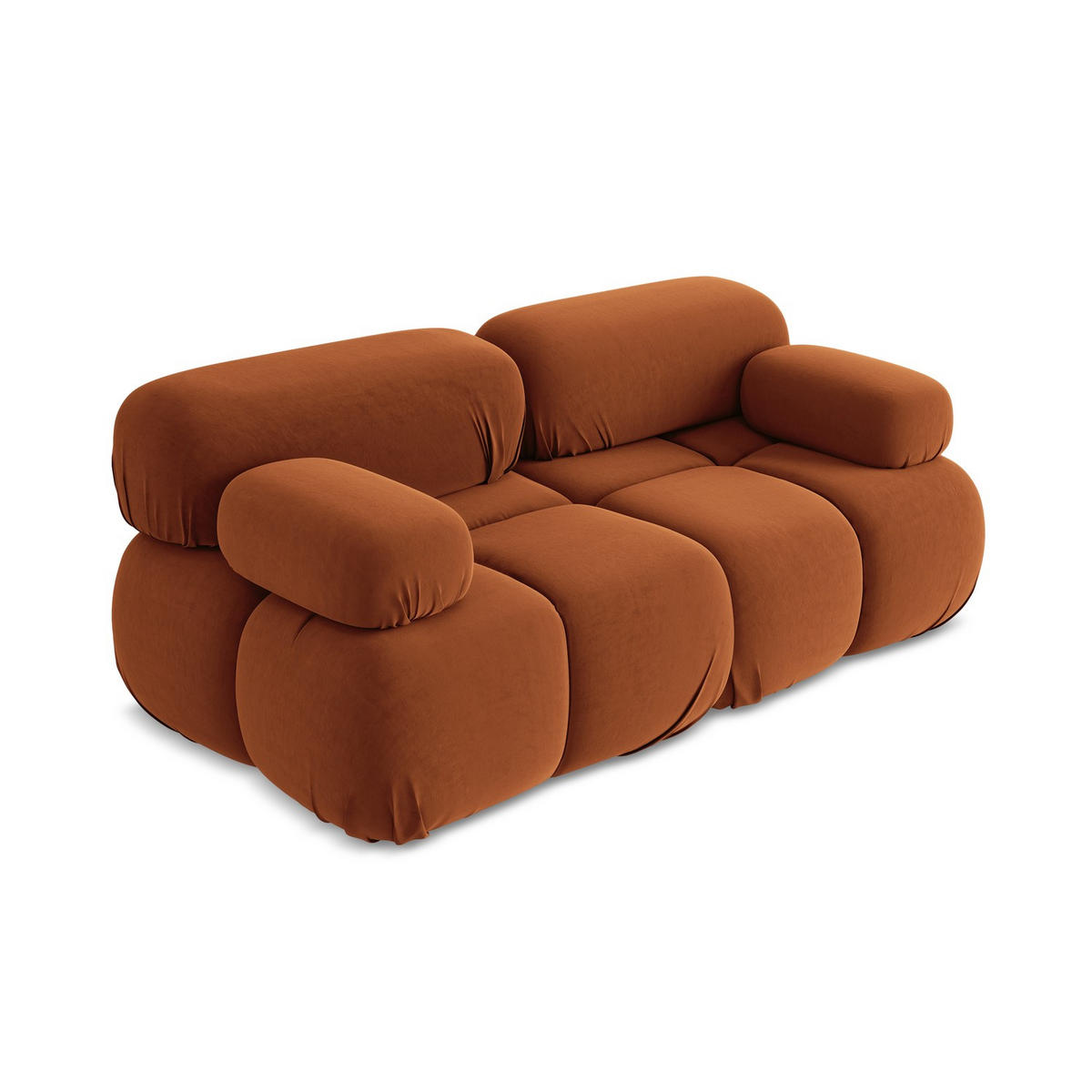 2-SITZER-SOFA Samt Stoff Orange - Beige/Terracotta, Kunststoff/Textil (190/70/96cm) - LaMiaSofa