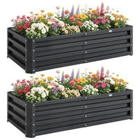 HOCHBEET, 2er-Set rechteckig aus Wellblech, 120x60x30,5cm, robust, Grau - Multicolor, Holzwerkstoff (120/30.5/60cm) - FORIOUS
