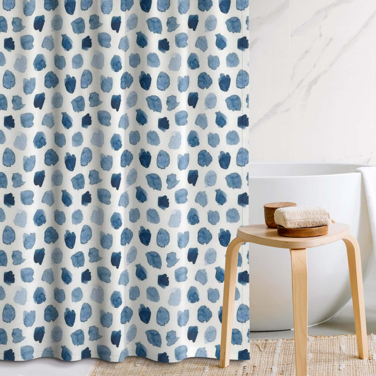 DUSCHVORHANG Aquarell Kleckse in Indigo 180/180 cm - Blau, Textil (180/180cm) - Bilderwelten