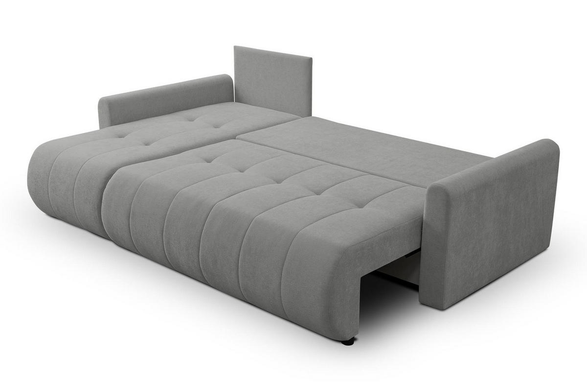 ECKSOFA Sprento Grau, in Chenille-Stoff, mit Schlaffunktion und Bettzeugfach - Grau, Holzwerkstoff/Textil (230/149cm) - Bettso