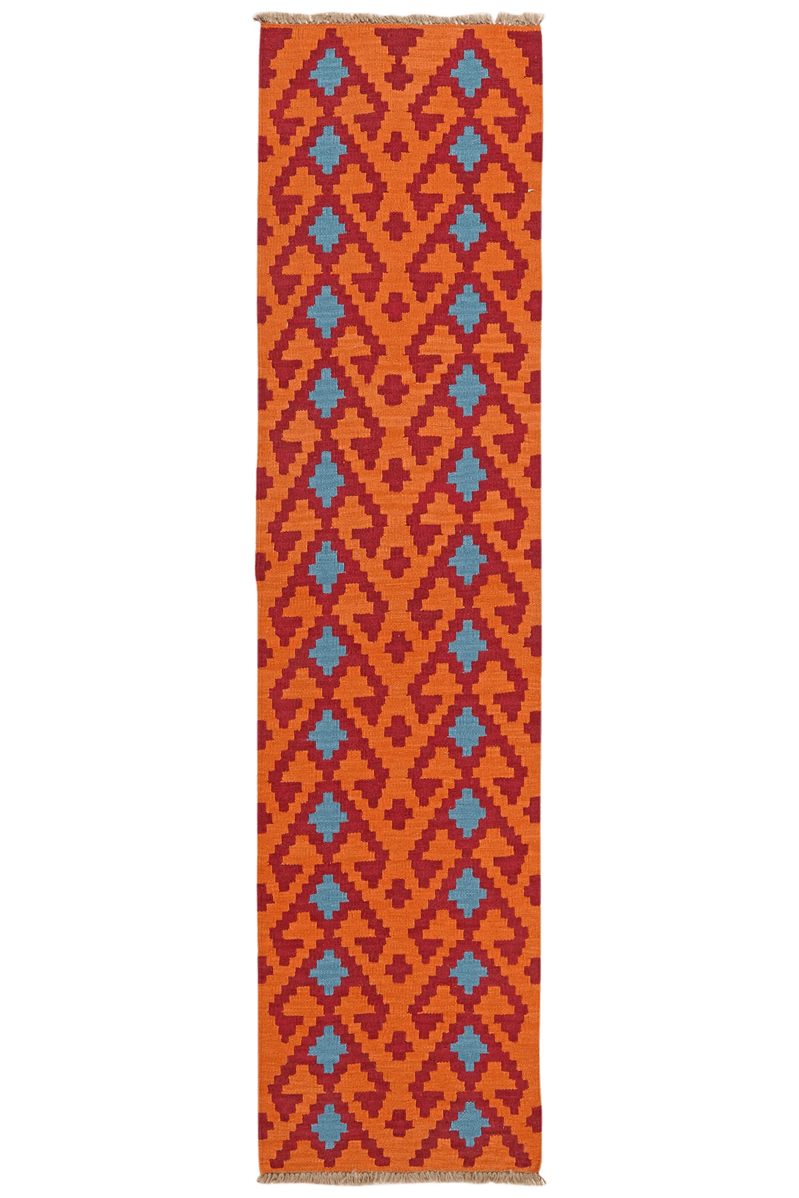 KELIM-LÄUFER handgewebt Gashgai Orange 245/60 cm Schurwolle - Orange, Textil (60/245cm) - Looma