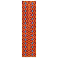 KELIM-LÄUFER handgewebt Gashgai Orange 245/60 cm Schurwolle - Orange, Textil (60/245cm) - Looma