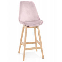 BARHOCKER mittelhoch mit Samt Sitz MORISS, Rosa-Beige 48x56x103 cm - Pink/Eichefarben, Eichenholz/Holz (48/103/56cm) - KADIMA DESIGN