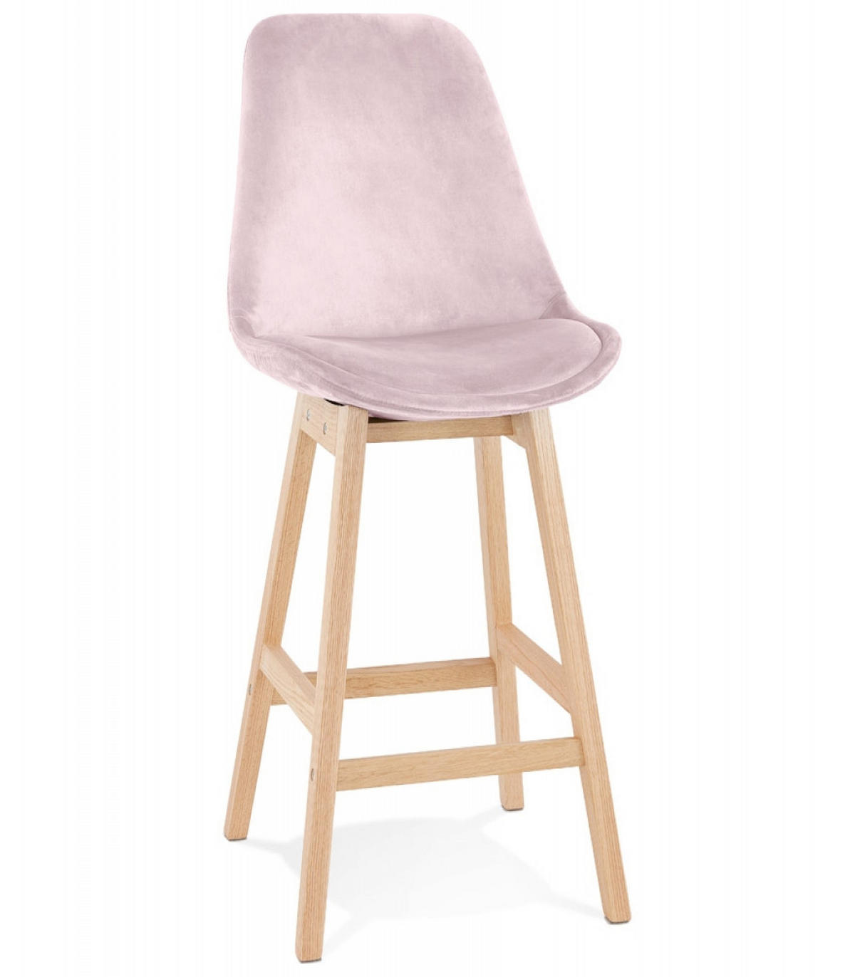 BARHOCKER mittelhoch mit Samt Sitz MORISS, Rosa-Beige 48x56x103 cm - Pink/Eichefarben, Eichenholz/Holz (48/103/56cm) - KADIMA DESIGN