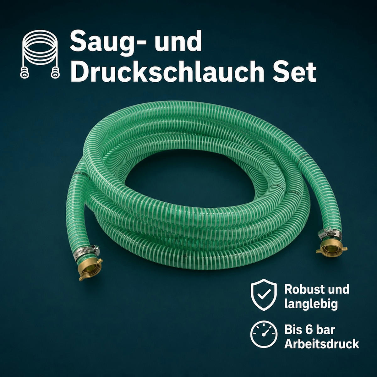 DRUCKSCHLAUCH 1 Zoll - Grün, Kunststoff (35cm) - KLASEBO
