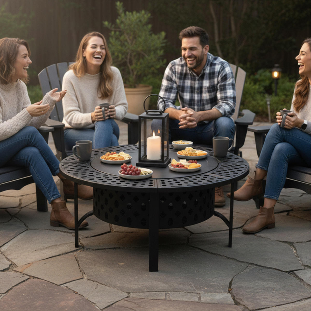 FEUERSCHALE - Schwarz, Textil/Metall (92/71/92cm) - Relaxdays