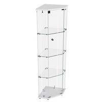 GLASVITRINE freistehend LED 1 Tür Schloss Glas weiß - Weiß, Holz (60/162/40cm) - LEBENLANG