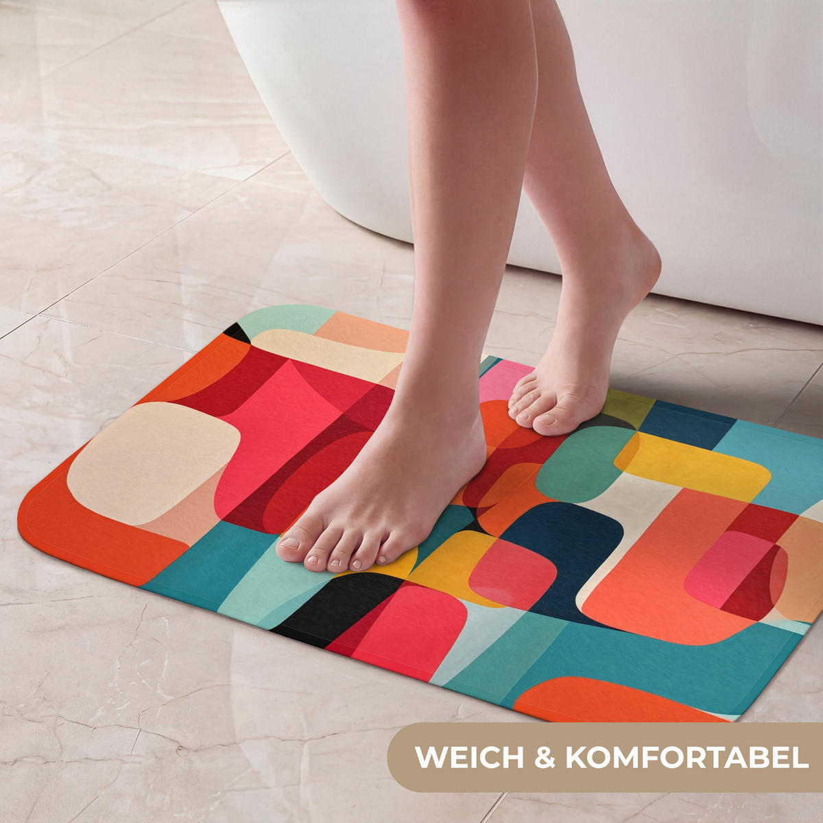 KOUPELNOVÁ PŘEDLOŽKA Tvary - barevné - abstraktní - letadla 60x40 cm - různobarevná, textil/plast (60/40cm) - OnlyWow
