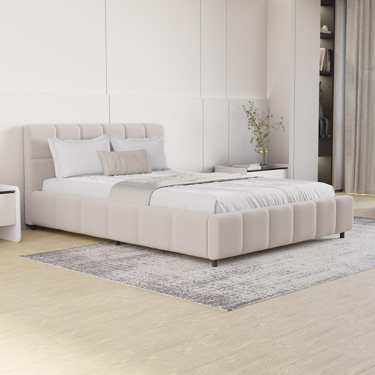 POLSTERBETT Florenz beige 140x200 cm - Beige, Holz (140/200cm) - Juskys