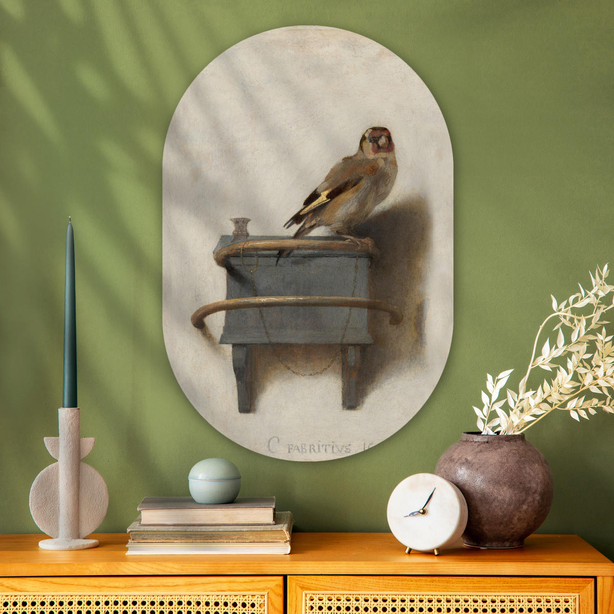 WANDBILD Stieglitz - Alter Meister - Carel Fabritius 60x90 cm - Grau, Kunststoff (60/90cm) - MuchoWow