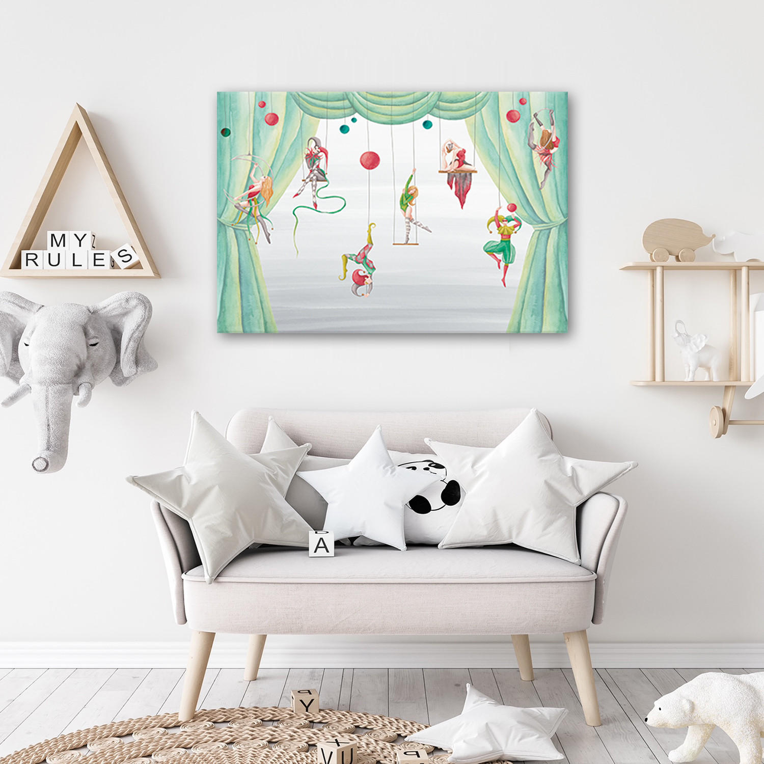 WANDBILD zirkusakrobat - Grau, Textil (60/40cm) - Feeby