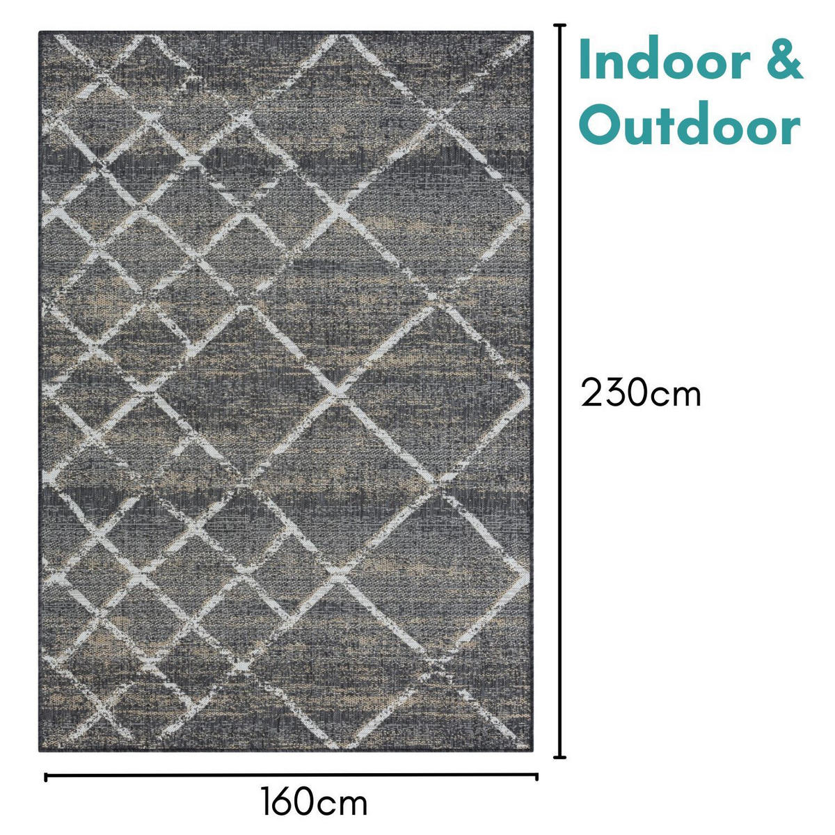 OUTDOORTEPPICH Faby Anthrazit,Sandfarben,Weiß 160/230 cm - Anthrazit, Textil (160/230cm) - My-Rug