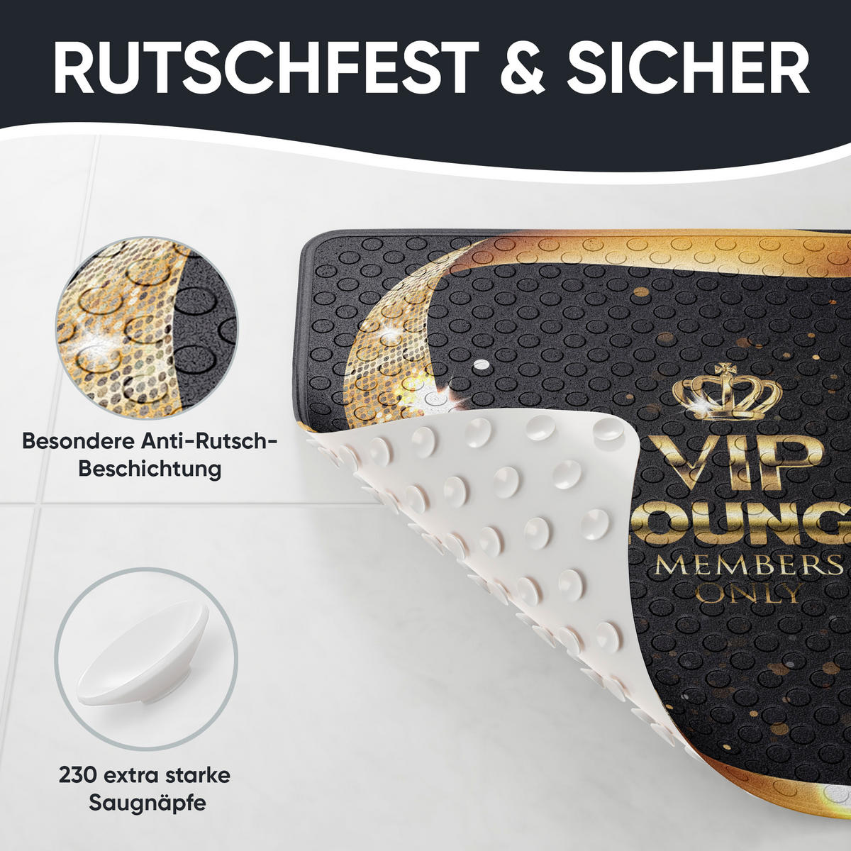 BADEMATTE VIP Lounge - Schwarz, Kunststoff (53/53cm) - Sanilo