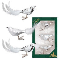 CHRISTBAUMSCHMUCK Wintervögel Weiß 9cm (Glas / 3 Stk.) - Weiß, Glas (4/4/9cm) - Krebs Glas Lauscha