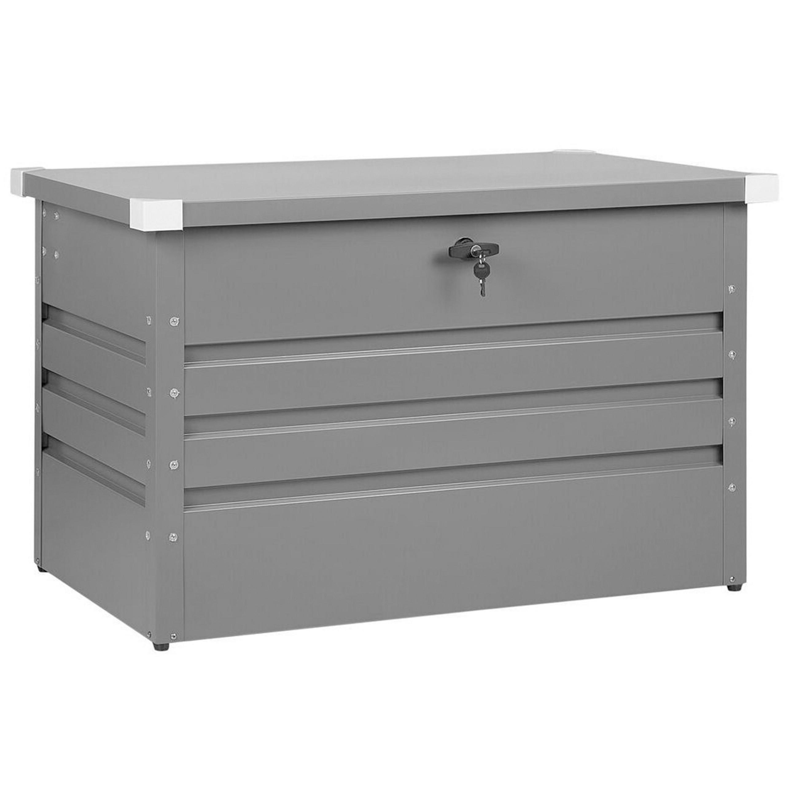 AUFLAGENBOX Stahl grau 100/62 cm Cebrosa - Grau, Metall (100/60/62cm) - Beliani