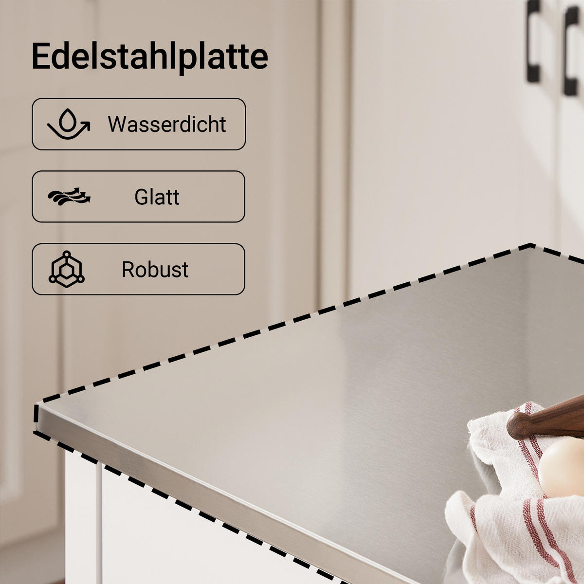 SERVIERWAGEN mit Arbeitsplatte, Weiß, 81x90x45cm - Weiß, Holzwerkstoff (100/92/45cm) - SoBuy
