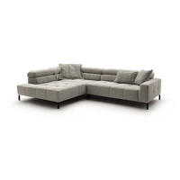 ECKSOFA OHIO Silber Cord - Silberfarben/Schwarz, Textil/Metall (311/219cm) - KAWOLA