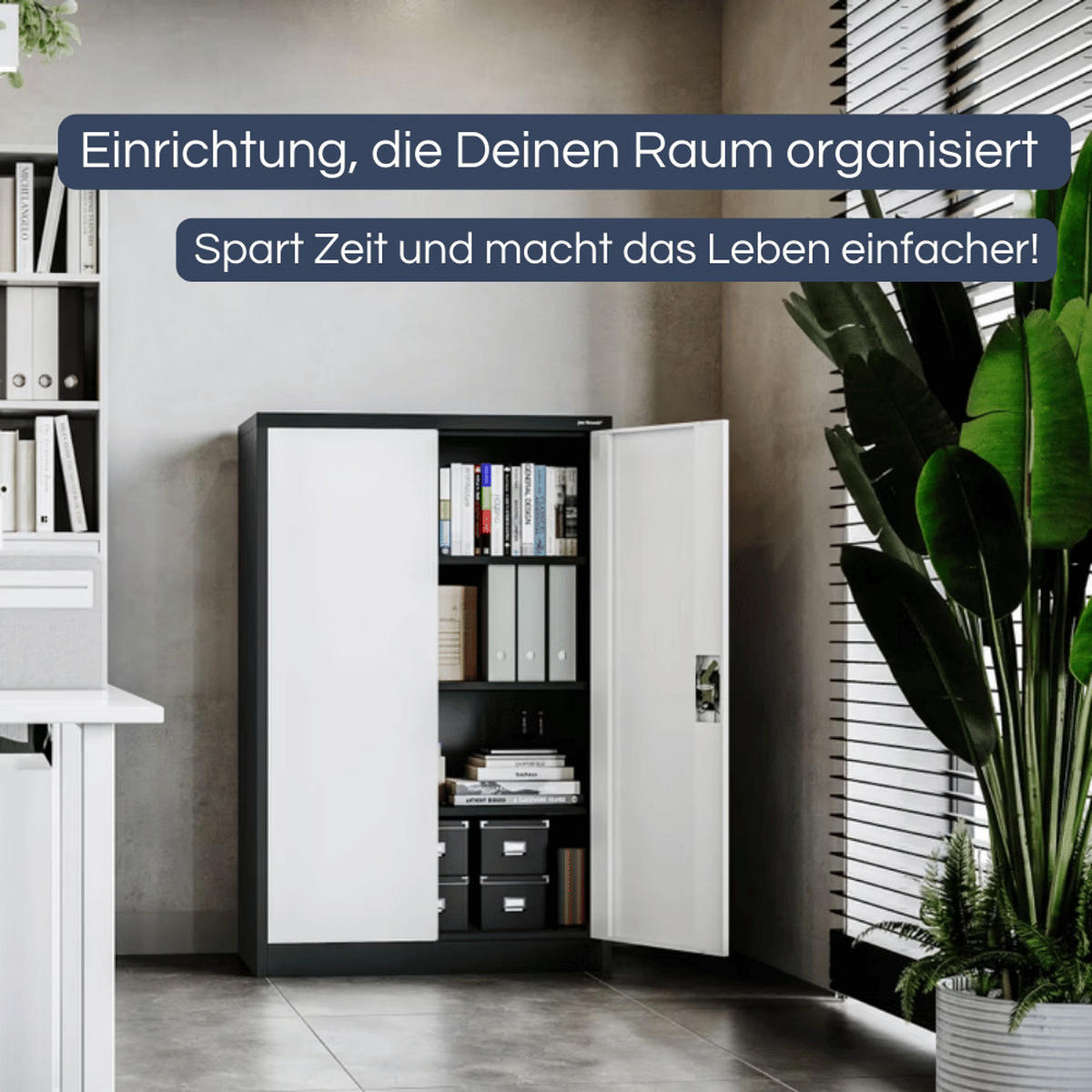AKTENSCHRANK abschließbar KADO mit Flügeltüren 140x90x40cm Anthrazit-Weiß - Anthrazit, Metall (90/140/40cm) - DELUKE