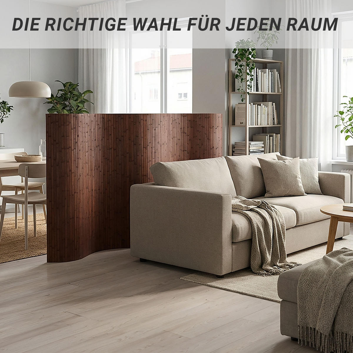 PARAVENT 250/145 cm Dunkelbraun Raumteiler Bambus - Dunkelbraun, Naturmaterialien (250/145/1cm) - Homestyle4u