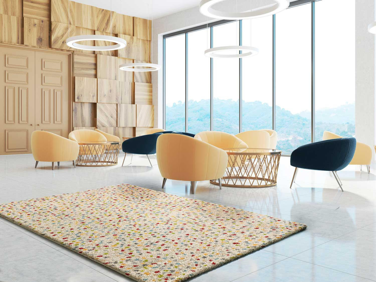 Thumbnail - Atticgo Hochflorteppich, Mehrfarbig, Weiß, Textil, Grafikmuster, Rechteckig, 160x230 cm, Oeko-Tex® Standard 100, in vers...