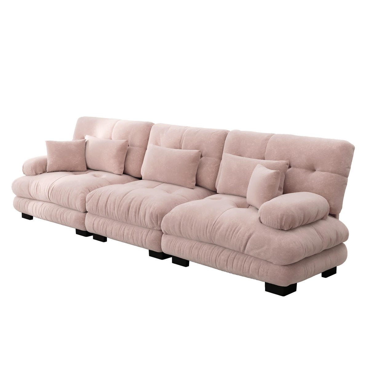 SOFA modular mit tiefem Sitz Chenille Pink - Pink, Kunststoff (77/81/313cm) - Meubliv