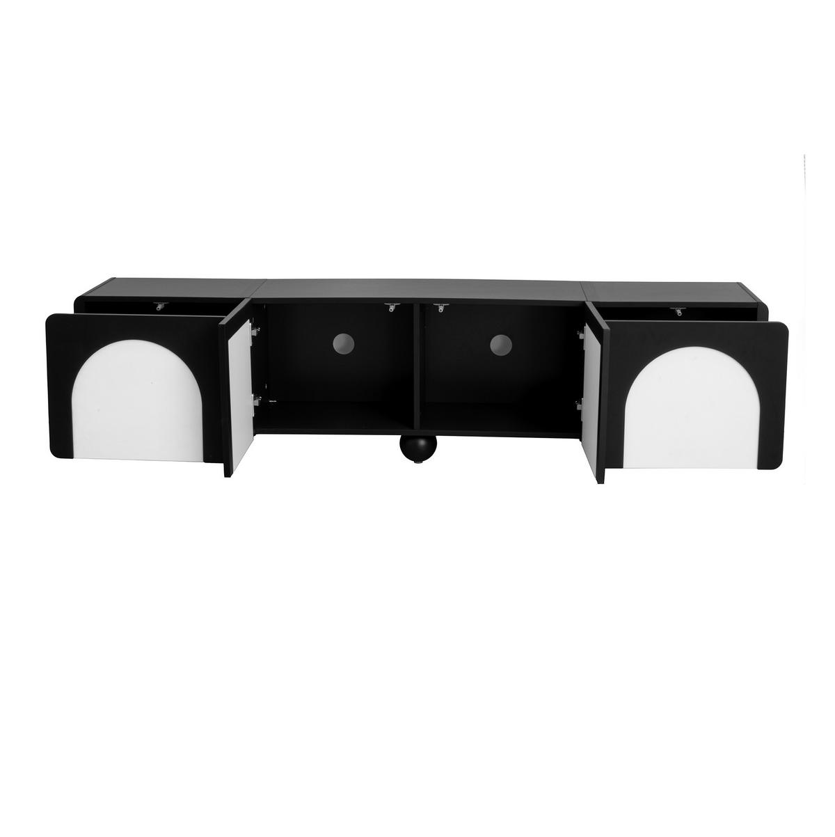 LOWBOARD 180/38/45 cm Schwarz/Weiß aus MDF und PB mit 2 Schubladen und Kabelmanagement - Schwarz, Holzwerkstoff (38/45/180cm) - OKMYHOME