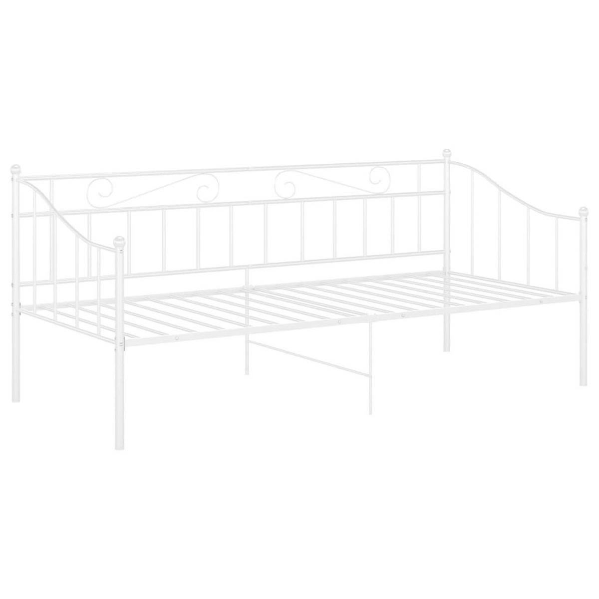 SCHLAFSOFA Bettgestell Weiss Metall 90/200 Cm - Weiß, Naturmaterialien (90/200cm) - vidaXL