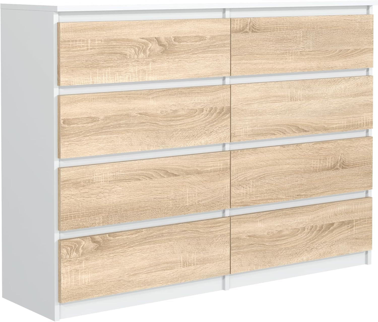 KOMMODE 140 Weiß & Sonoma oak 138,5x39x101,5 cm - Weiß/Sonoma Eiche, Holzwerkstoff (138.5/101.5/39cm) - Mobelsta