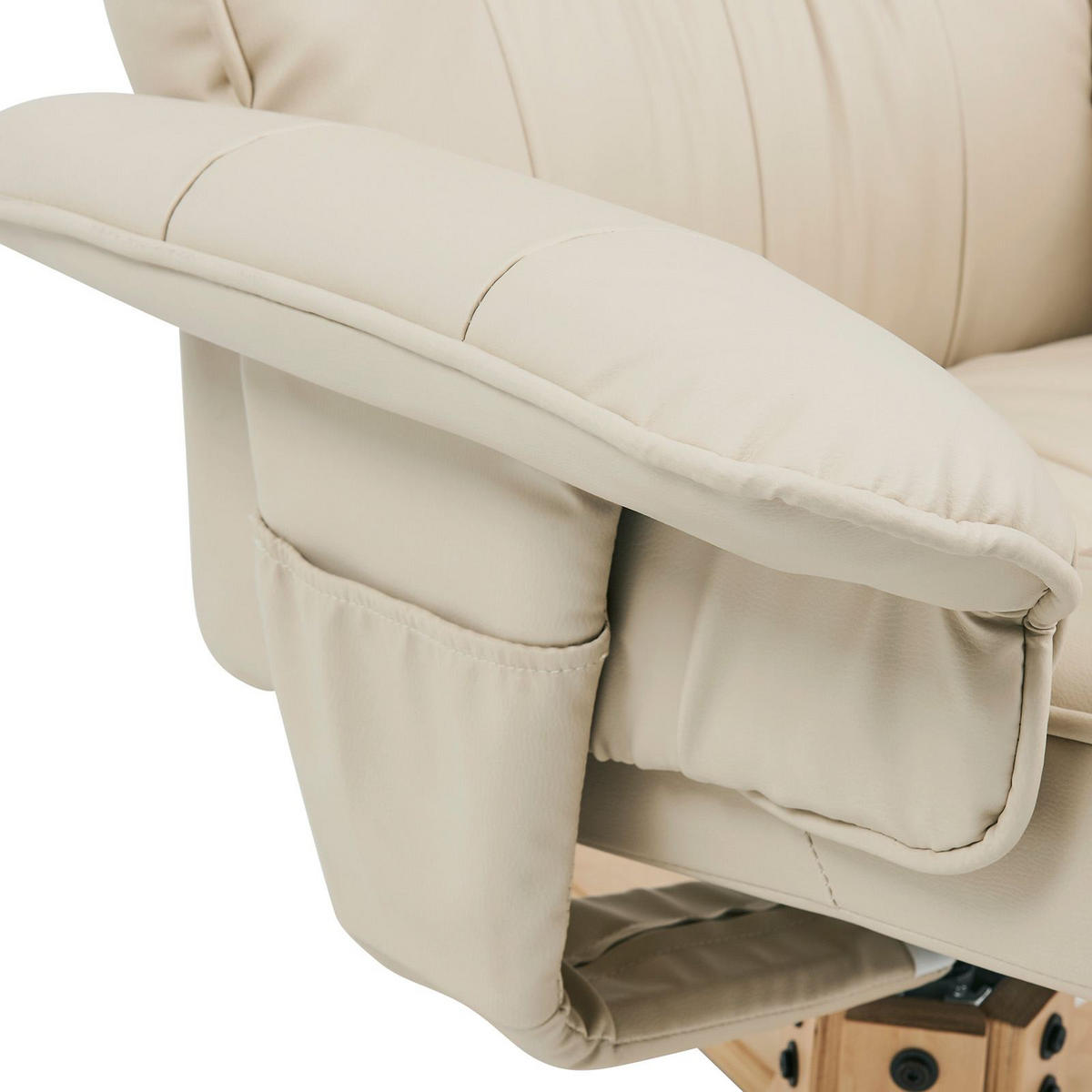 RELAXSESSEL KUNSTLEDER, SET MIT HOCKER CHARLY - Beige, Textil (76/87/61cm) - IDIMEX