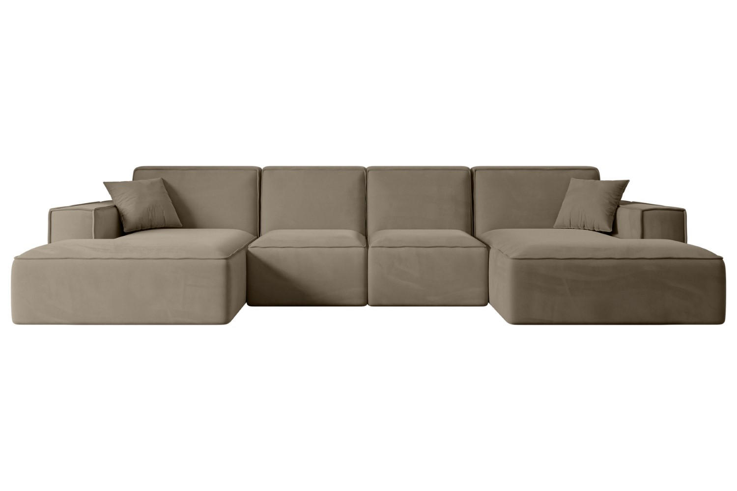 WOHNLANDSCHAFT SIERRA-U - 344x165x73 cm Braun Velours - Schwarz/Braun, Holzwerkstoff/Kunststoff (344/73/165cm) - ALTDECOR