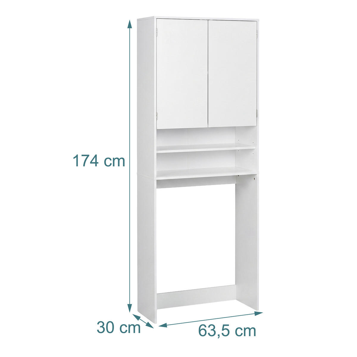 SKŘÍŇKA bílá nad pračku 2-dveřová - bílá, kompozitní dřevo (63.5/174/30cm) - Relaxdays
