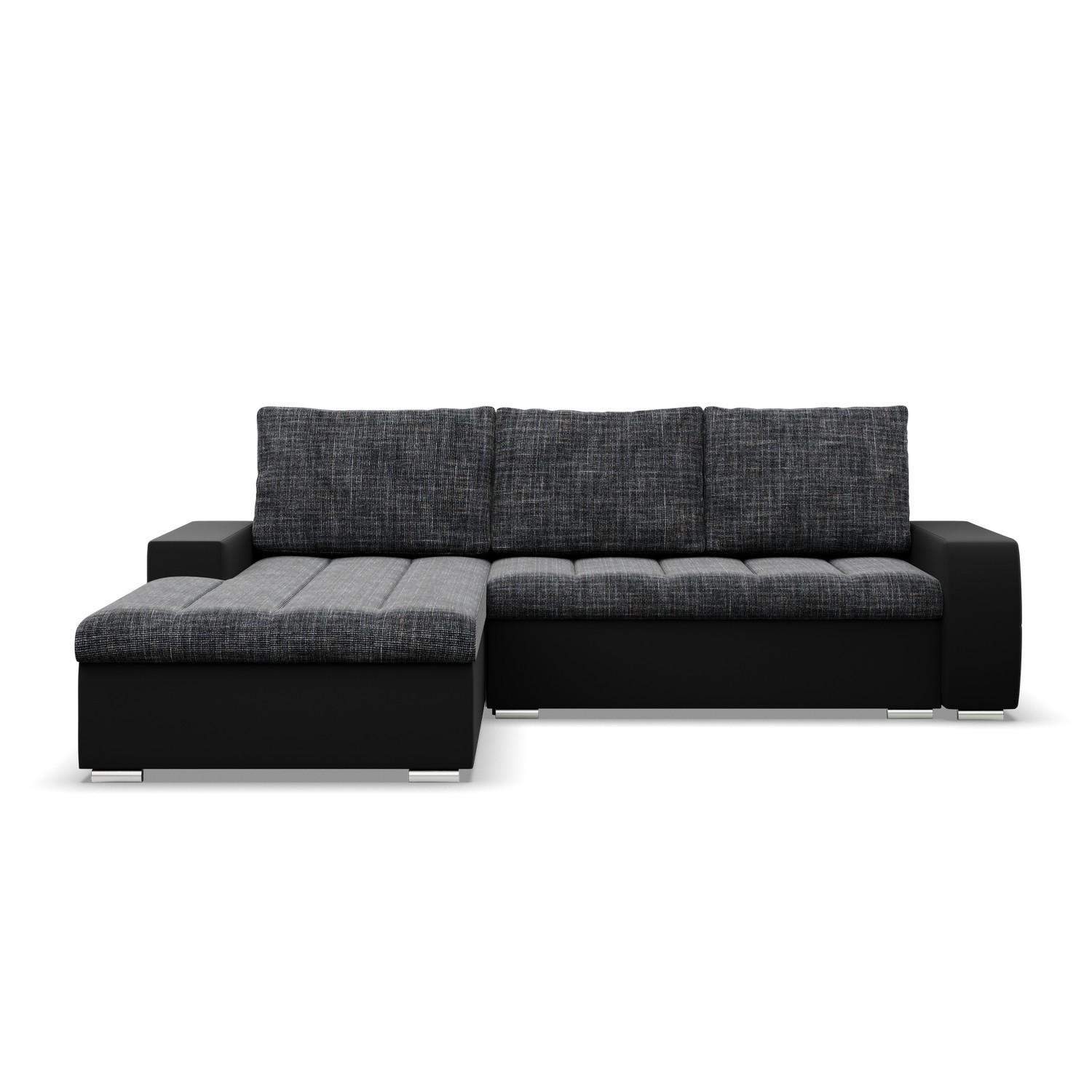 ECKSOFA MIT SCHLAFFUNKTION AURORA LINKS, Schwarz + Schwarz - Schwarz, Textil (243/200cm)
