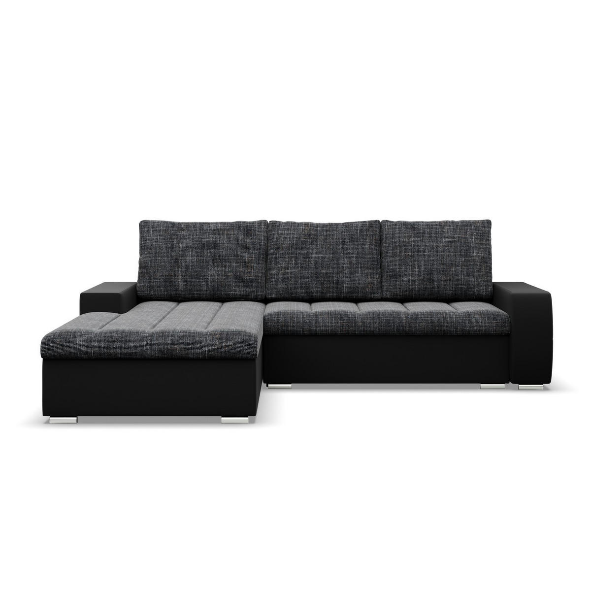 ECKSOFA MIT SCHLAFFUNKTION AURORA LINKS, Schwarz + Schwarz - Schwarz, Textil (243/200cm)