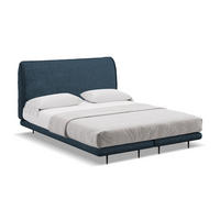 POLSTERBETT Doppelbett mit Matratze Bouclé Stoff Blau - Blau/Schwarz, Textil/Metall (140/200cm) - Makamii