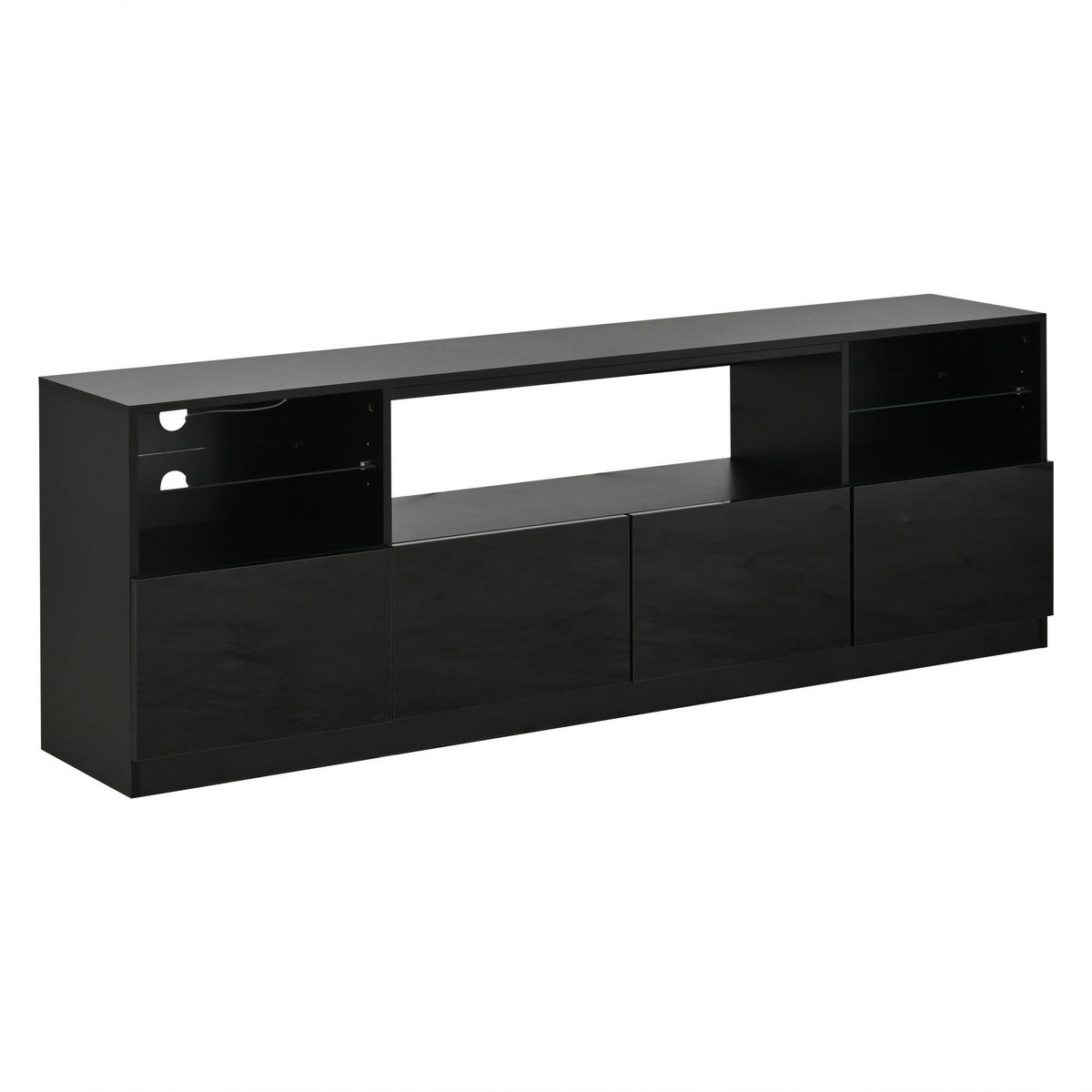 TV-SCHRANK 180/35/60 cm Schwarz Hochglanz mit LED und 4 Türen - Schwarz, Holzwerkstoff (180/60/35cm) - Oxeza