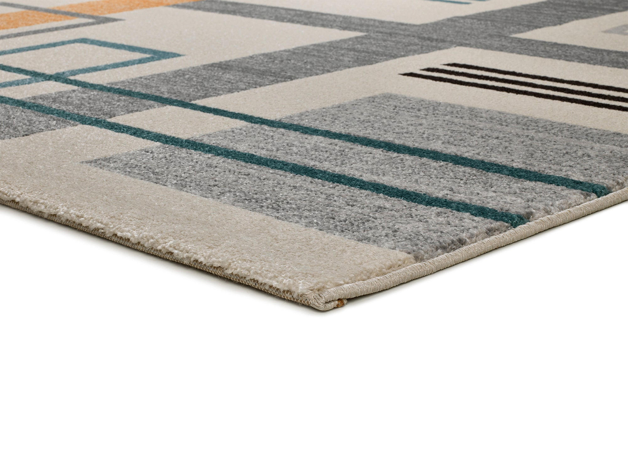 WEBTEPPICH Weiß Debbi 140/200 cm - Blau/Hellgelb, Naturmaterialien/Textil (140/200cm) - Atticgo