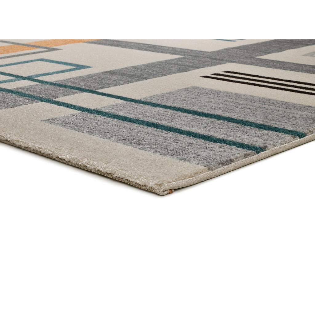 Thumbnail - Atticgo Webteppich, Weiß, Grau, Hellgelb, Blau, Textil, Abstrakt, Rechteckig, 140x200 cm, Oeko-Tex® Standard 100, in ver...