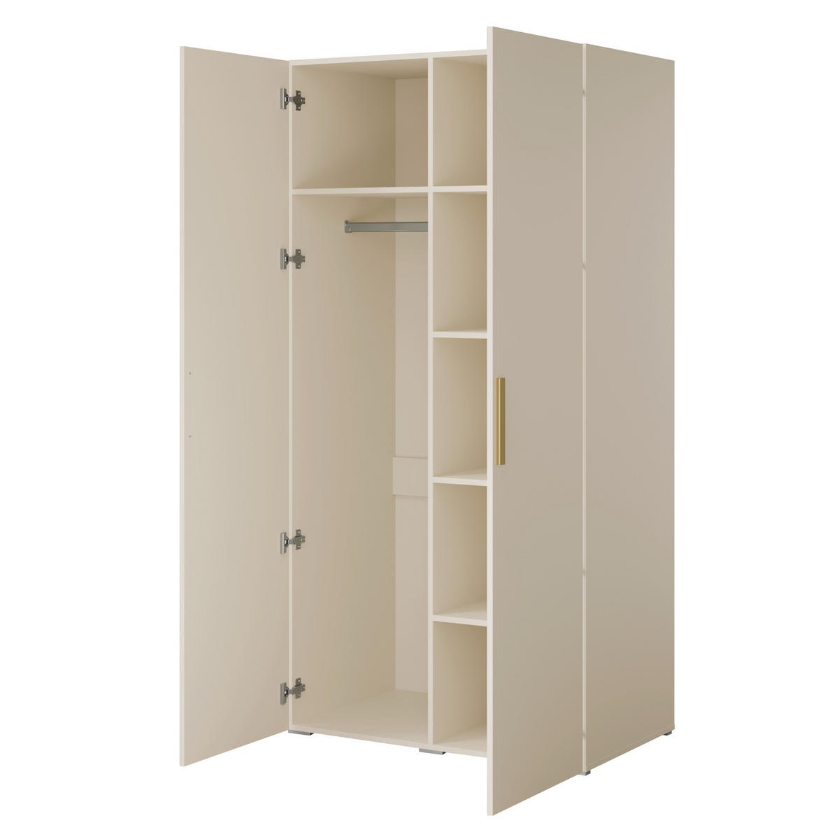 DREHTÜRENSCHRANK Napoli 2D 100 Kaschmir (schwarzer oder goldener Griff) - Kaschmir/Silberfarben, Holzwerkstoff/Kunststoff (100/35/60cm) - mzm24