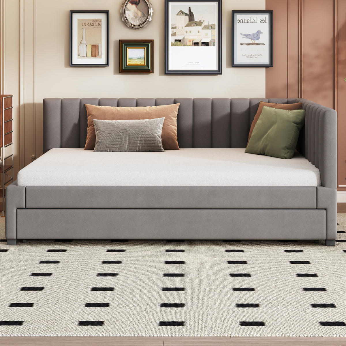 BETT 140/200 cm Grau aus Samtstoff mit Bett - Grau, Leder (140/200cm) - OKMYHOME